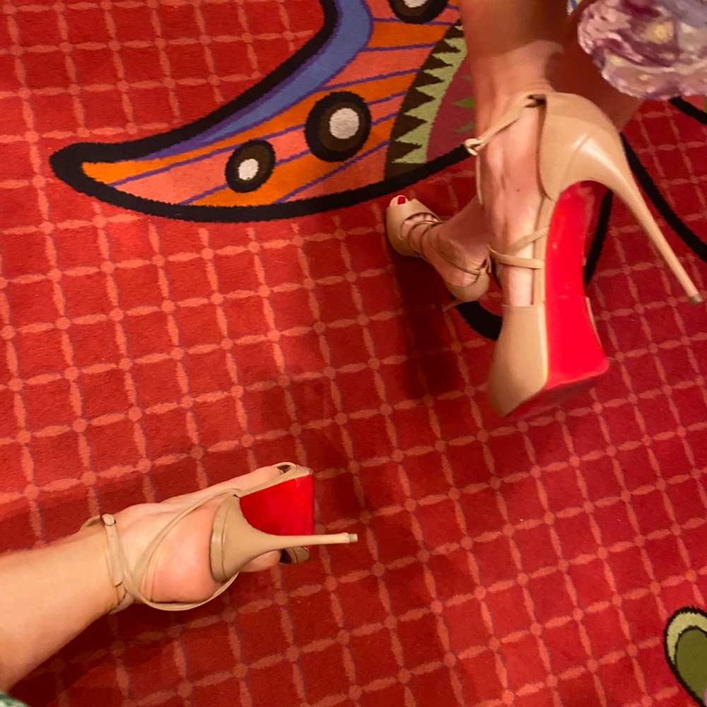 Louboutin heels sandals nude pumps